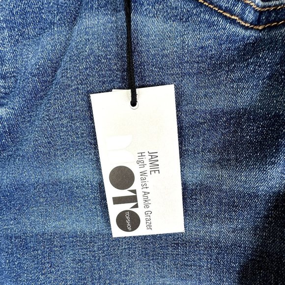 Topshop Womens Jeans 34x30 Acid Wash Dip Moto Jamie High Waist Ankle Grazer NEW - Picture 6 of 14